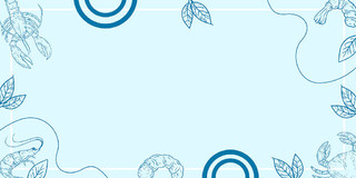 蓝色简约线性海鲜美食展板背景